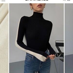 NWT Commense Two Tone Double Sided Long Sleeve Knit Top